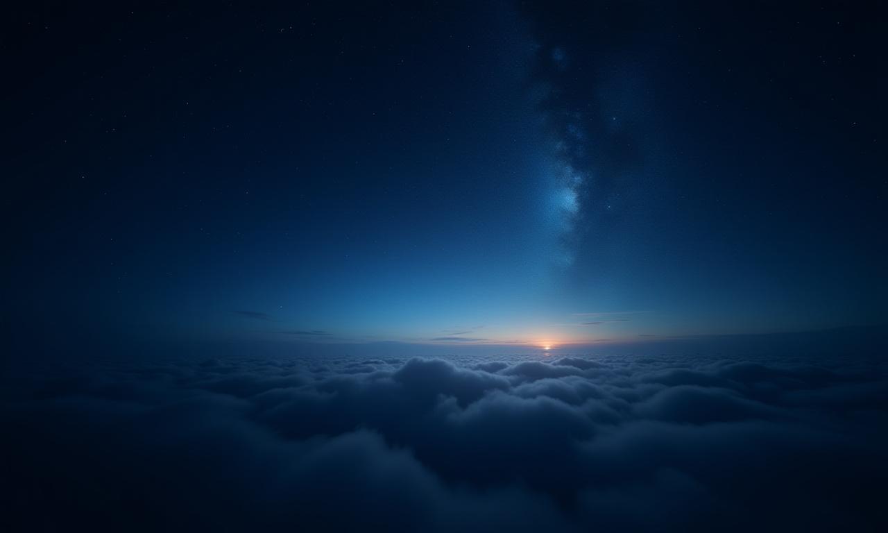 Stellar constellations map across a deep midnight blue sky